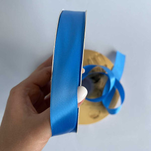 Лента атлас Ding Xin 2.5 см * 90 м - #0337 Голубой Топаз. Photo 3